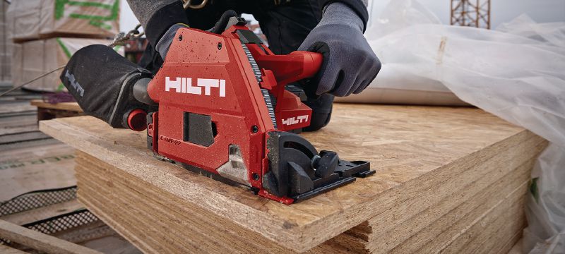 SC 6WP-22 cordless plunge saw Precision plunge circular saw with high dust capture rate for clean and controlled, straight cuts in wood up to 53 mm│2-1/8 depth with guiderail Applications 1