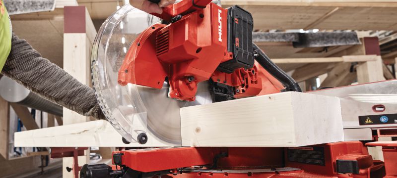 SM 60-22 cordless Mitre Saw Dual-bevel sliding compound Mitre Saw with a cross cut capacity up to 100x355mm│4x 13-3/4 (Nuron battery platform) Applications 1