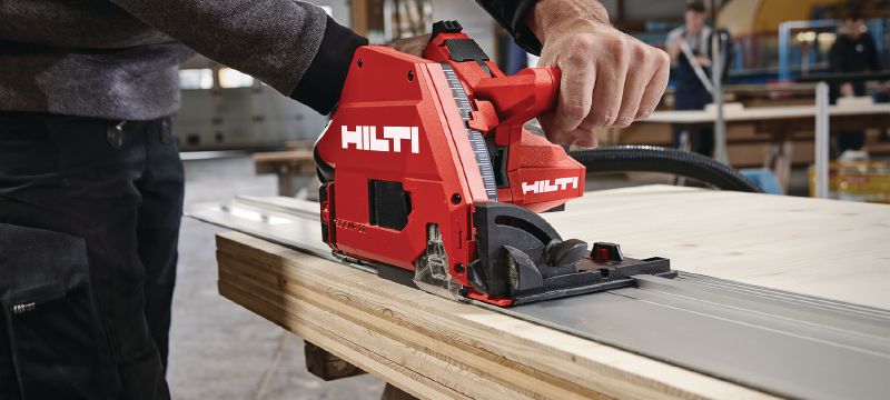 SC 6WP-22 cordless plunge saw Precision plunge circular saw with high dust capture rate for clean and controlled, straight cuts in wood up to 53 mm│2-1/8 depth with guiderail Applications 1