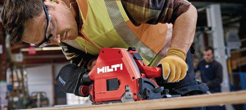 SC 6WP-22 cordless plunge saw Precision plunge circular saw with high dust capture rate for clean and controlled, straight cuts in wood up to 53 mm│2-1/8 depth with guiderail Applications 1