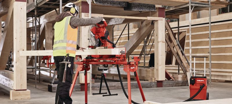 SM 60-22 cordless Mitre Saw Dual-bevel sliding compound Mitre Saw with a cross cut capacity up to 100x355mm│4x 13-3/4 (Nuron battery platform) Applications 1