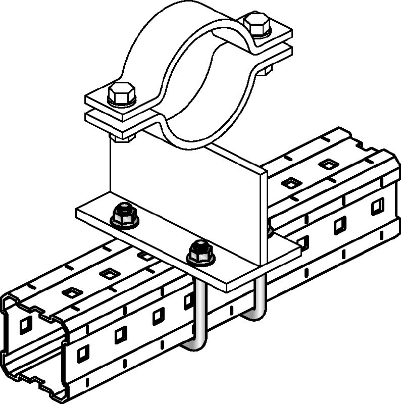 MIA-BO u-bolt hot-dip galvanised (HDG) u-bolt for fastening pipe shoes to MI girders